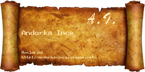 Andorka Ince névjegykártya